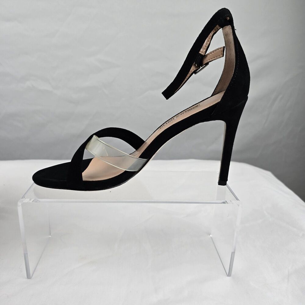 Charles David Sandals Women 7.5 Black Courtney Leather Buckle Heels NIB - Picture 6 of 16